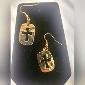 Celtic Cross Hammered Stainless Steel Earrings